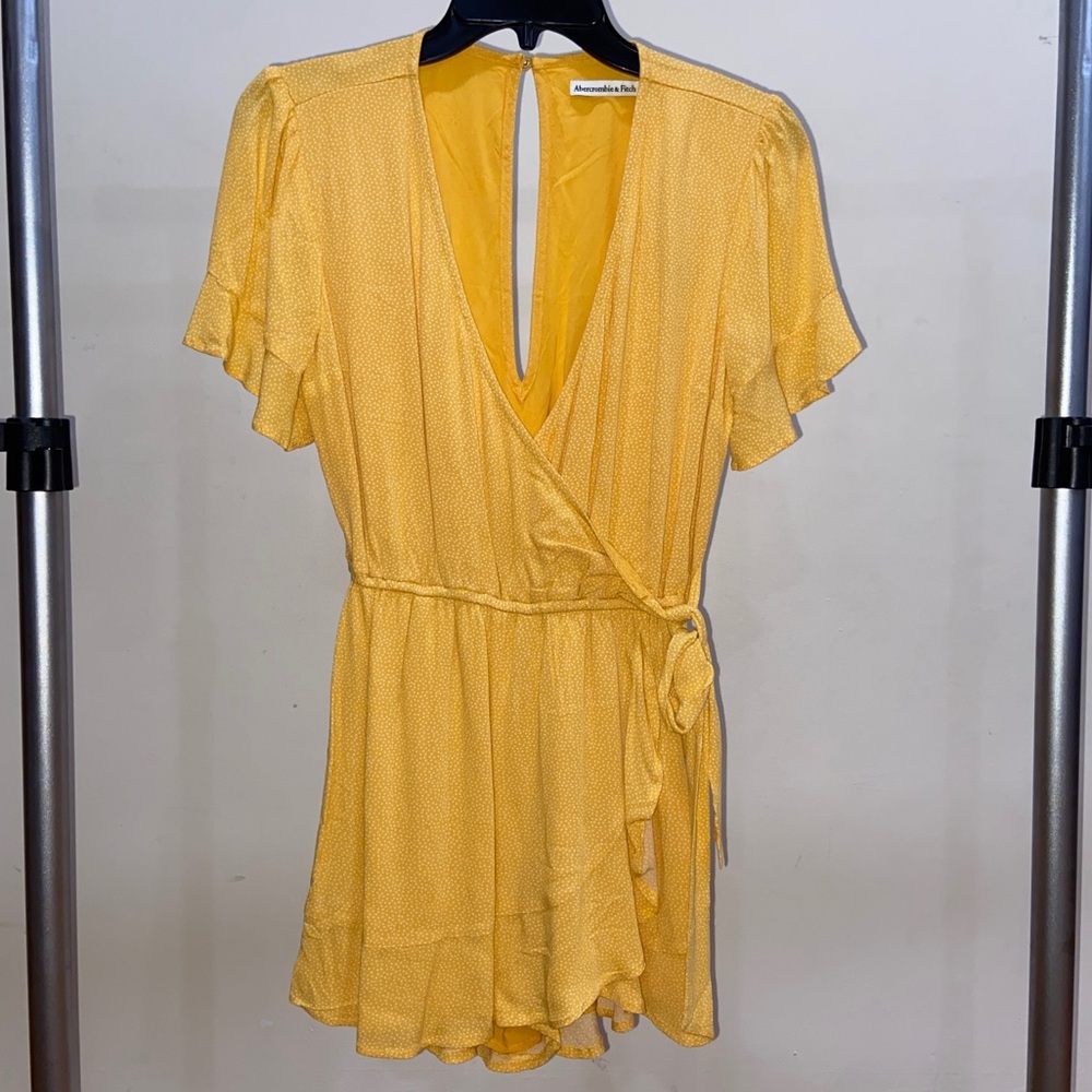 abercrombie & fitch yellow polka dot romper